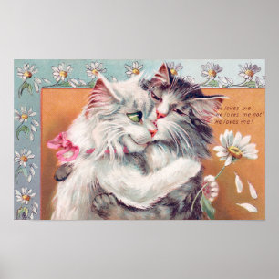 Zwei Katzen umarmen sich, Louis Wain Poster