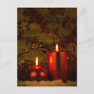 Zwei Kerzen Weihnachtsdekoration Feiertagspostkarte