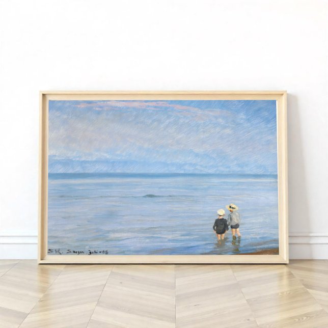 Zwei Kinder paddeln am Skagen Beach, PS Kroyer Poster (Von Creator hochgeladen)