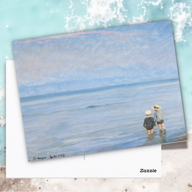 Zwei Kinder paddeln am Skagen Beach, PS Kroyer Postkarte (Von Creator hochgeladen)