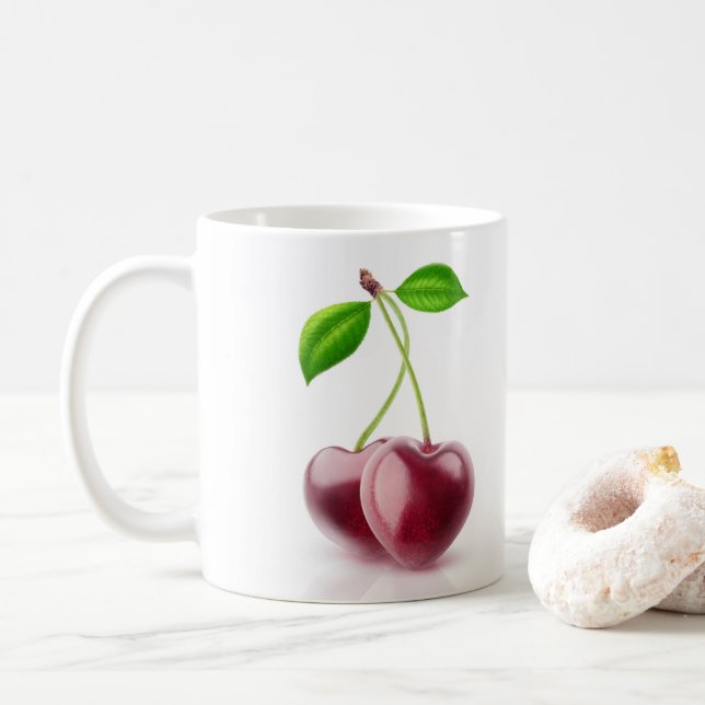 Zwei Kirschherzen Kaffeetasse (Mit Donut)