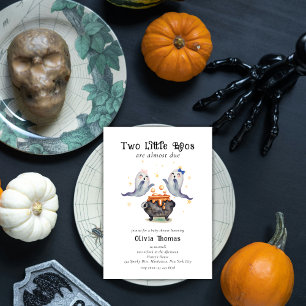 Zwei kleine Boos Ghost Halloween Twins Kinderdusch Einladung