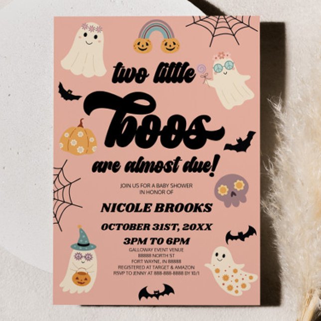 Zwei kleine Boos sind fast fällig! Twins Baby Show Einladung (Von Creator hochgeladen)
