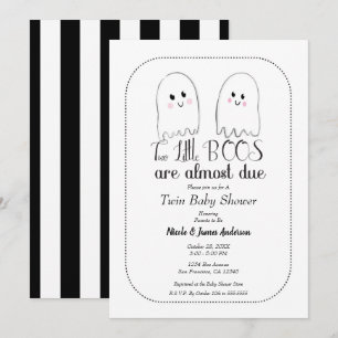 Zwei kleine BOOS Twin Ghosts Halloween Kinderdusch Einladung
