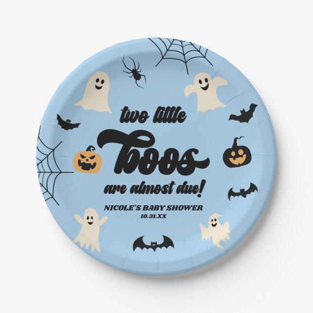 Zwei kleine Boos Twins Halloween Babydusche Pappteller (Vorderseite)