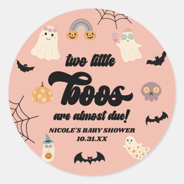 Zwei kleine Boos Twins Halloween Babydusche Runder Aufkleber (Vorderseite)