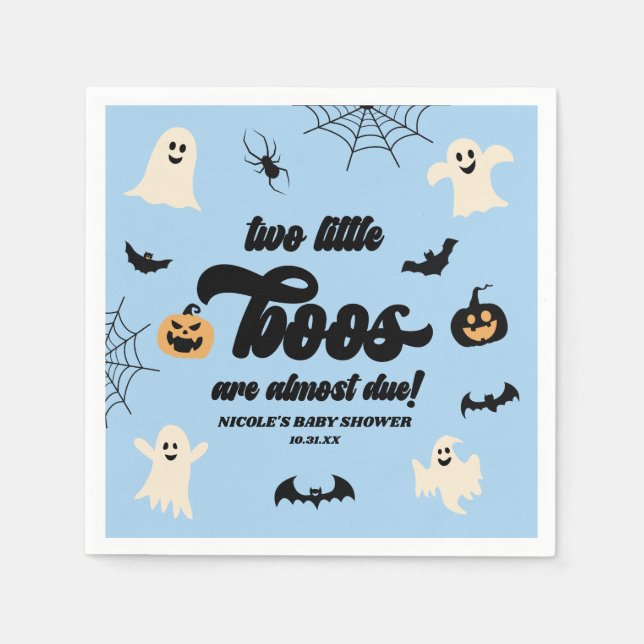 Zwei kleine Boos Twins Halloween Babydusche Serviette (Vorderseite)