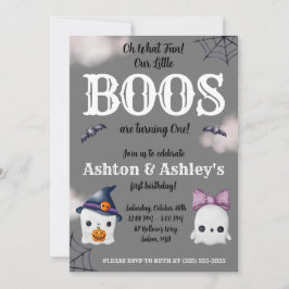Zwei kleine BOOS werden 1! Ghost 1. Geburtstag Einladung