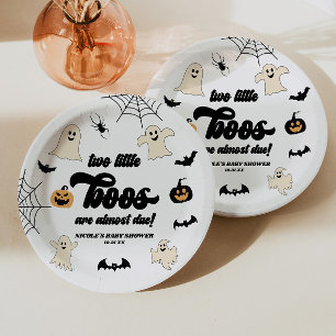 Zwei kleine Buh-Zwillinge Halloween-Baby-Party Pappteller