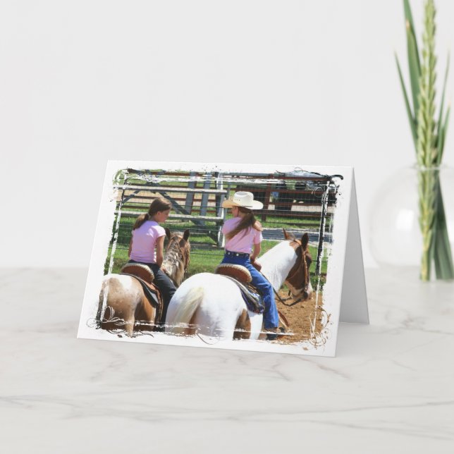 Zwei kleine Cowgirls Karte (Vorderseite)