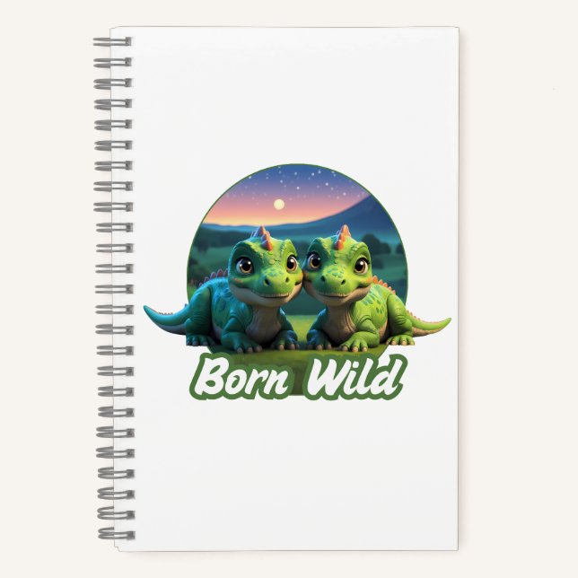 Zwei kleine Dinos - Born Wild  Notizbuch (Vorderseite)