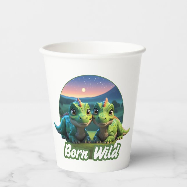Zwei kleine Dinos - Born Wild  Pappbecher (Vorderseite)