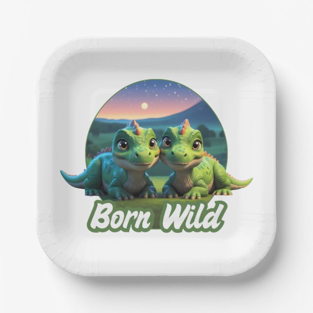 Zwei kleine Dinos - Born Wild  Pappteller (Vorderseite)