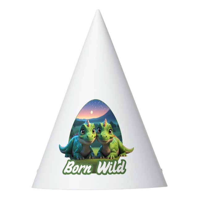 Zwei kleine Dinos - Born Wild  Partyhütchen (Vorderseite)