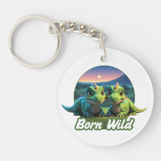 Zwei kleine Dinos - Born Wild  Schlüsselanhänger (Vorderseite)