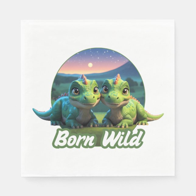 Zwei kleine Dinos - Born Wild  Serviette (Vorderseite)