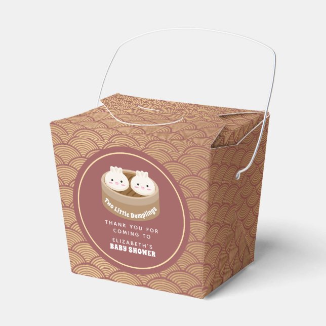 Zwei kleine Dumplings mit zwei Baby-Dusche Geschenkschachtel (Vorderseite)