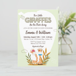 zwei kleine Giraffen Wasserfarbgiraffe Babydusche Einladung