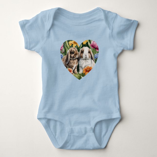 Zwei kleine Hasen Baby Strampler (Vorderseite)