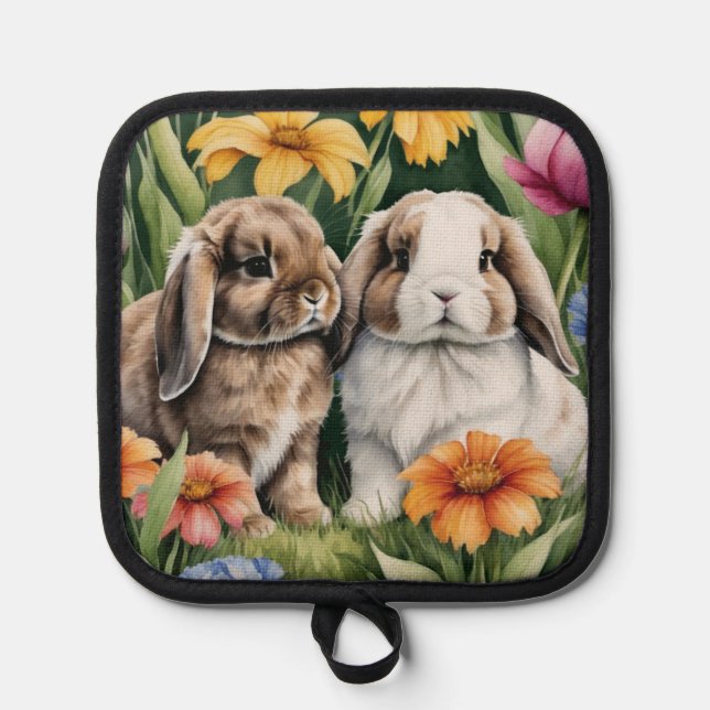 Zwei kleine Hasen Topflappen (Vorderseite)