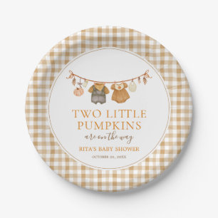 Zwei kleine Kürbisse Herbst Zwillinge Baby Shower Pappteller