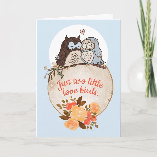 Zwei kleine Liebesvögel-Owls-Jubiläum Karte (Vorderseite)