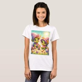 zwei kleine Mädchen mit sonniger und sonniger Lage T-Shirt