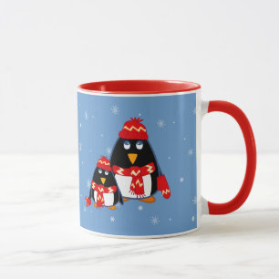 Zwei kleine Pinguine Individuelle Name Weihnachtsg Tasse