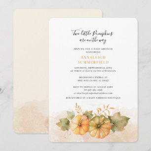 Zwei kleine Pumpkins auf Way Fall Twins Baby Dusch Einladung