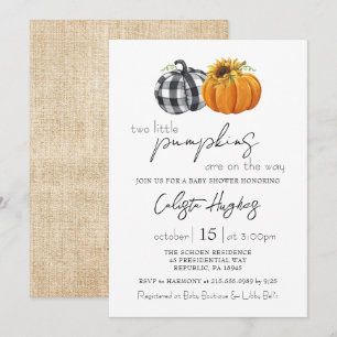 Zwei kleine Pumpkins Sonnenblume Twins Baby Dusche Einladung