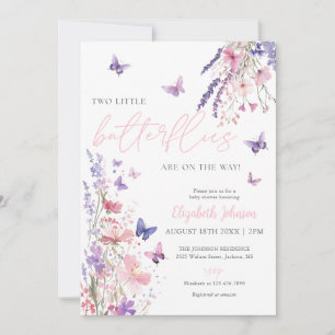 Zwei kleine Schmetterlinge Baby Shower Foto QR Cod Einladung