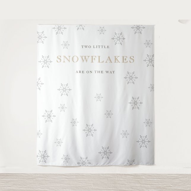 Zwei kleine Schneeflocken Babydusche Hintergrund Wandteppich (Vorderseite)