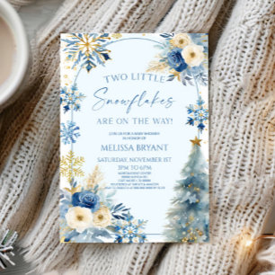 Zwei kleine Schneeflocken Winter Twins Kinderdusch Einladung