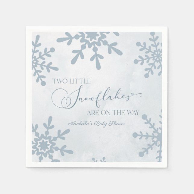 Zwei kleine Schneeflocken Winter Twins Kinderdusch Serviette (Vorderseite)