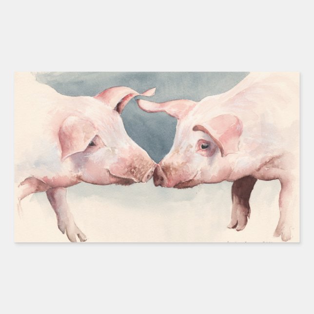 Zwei kleine Schweine 2012 Rechteckiger Aufkleber (Vorderseite)