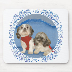 Zwei kleine Shih Tzu Rettungshunde Mousepad