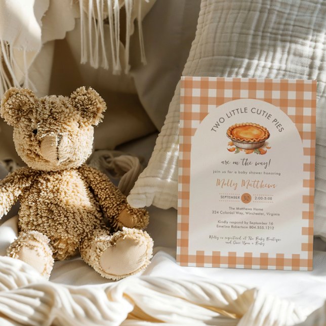 Zwei kleine Süsse Pies Fall Pumpkin Baby Dusche Einladung (Two Cutie Pies are on their way Fall Baby Shower Invitation)