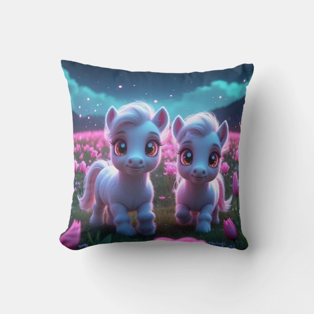 Zwei kleine süße Ponys Kissen (Vorderseite)