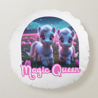 Zwei kleine süße Ponys - Magic Queen Rundes Kissen