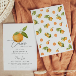 Zwei kleine Süsse Twin Baby Duschecken Orangen Einladung