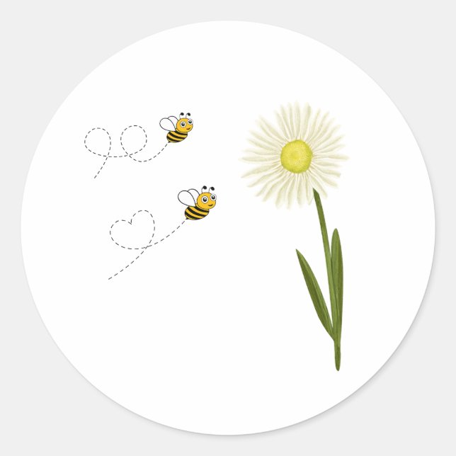 Zwei kleine und niedliche Bienen Runder Aufkleber (Vorderseite)