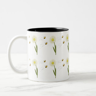 Zwei kleine und niedliche Bienen Zweifarbige Tasse