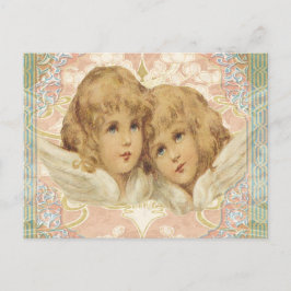 Zwei kleine Vintage Engel Postkarte