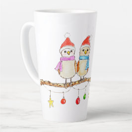 Zwei kleine Vögel auf einem Ast Milchtasse
