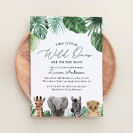 Zwei kleine wilde Tiere auf dem Weg Safari Baby Du Einladung