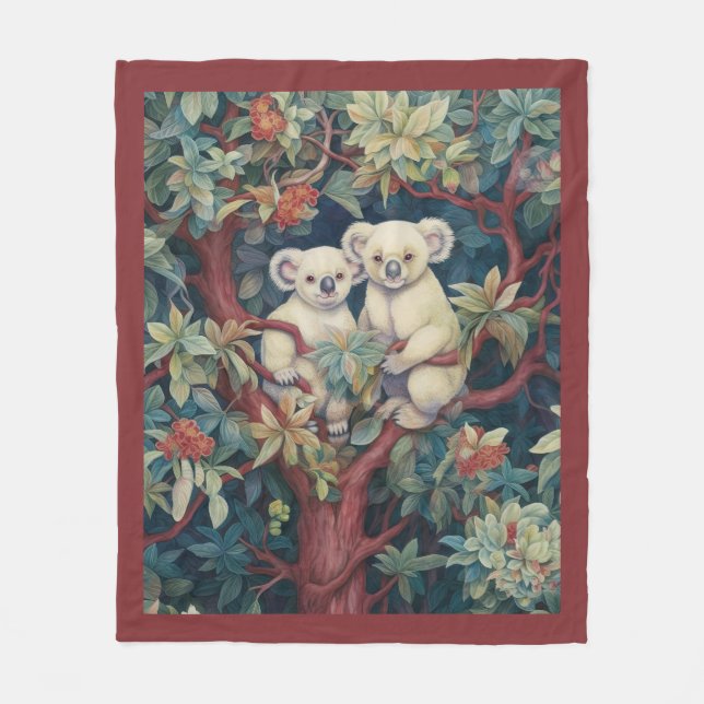 Zwei Koalas auf einem Gummibaum Fleece Blanket (Vorderseite)