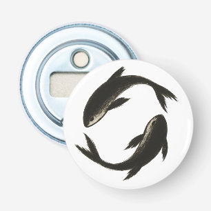 Zwei Koi - Tinte Brush Fisch am Flaschenetikett Flaschenöffner