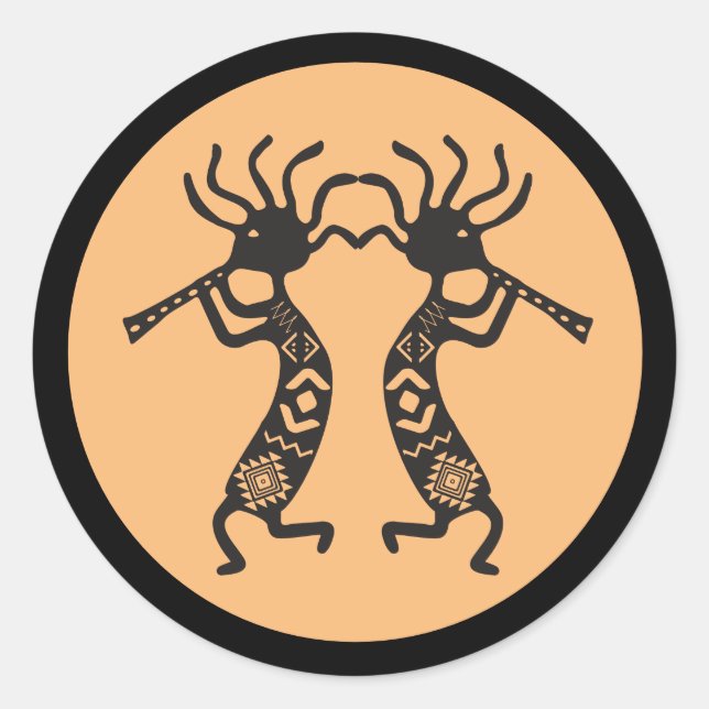 Zwei Kokopelli Classic Round Sticker (Vorderseite)