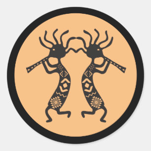 Zwei Kokopelli Classic Round Sticker