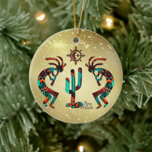 Zwei Kokoplelli spielen die Keramik Flute Ornament